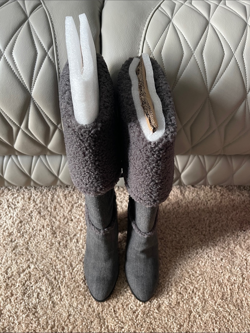 Jessica Simpson Gray Shearling-Trim Knee Boots - Picture 15 of 15